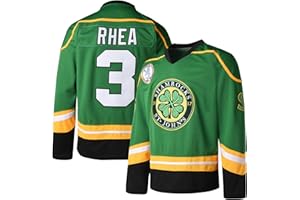 CRIDPOP Men's Ross The Boss #3 Rhea Hockey Jersey St John's Shamrocks Ice Hockey Shirts with EMHL Patch
