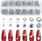 CANVALITE 1500PCS Rhinestones 6 Sizes Flat Back Gems Nail Art Kit with Tools view 2