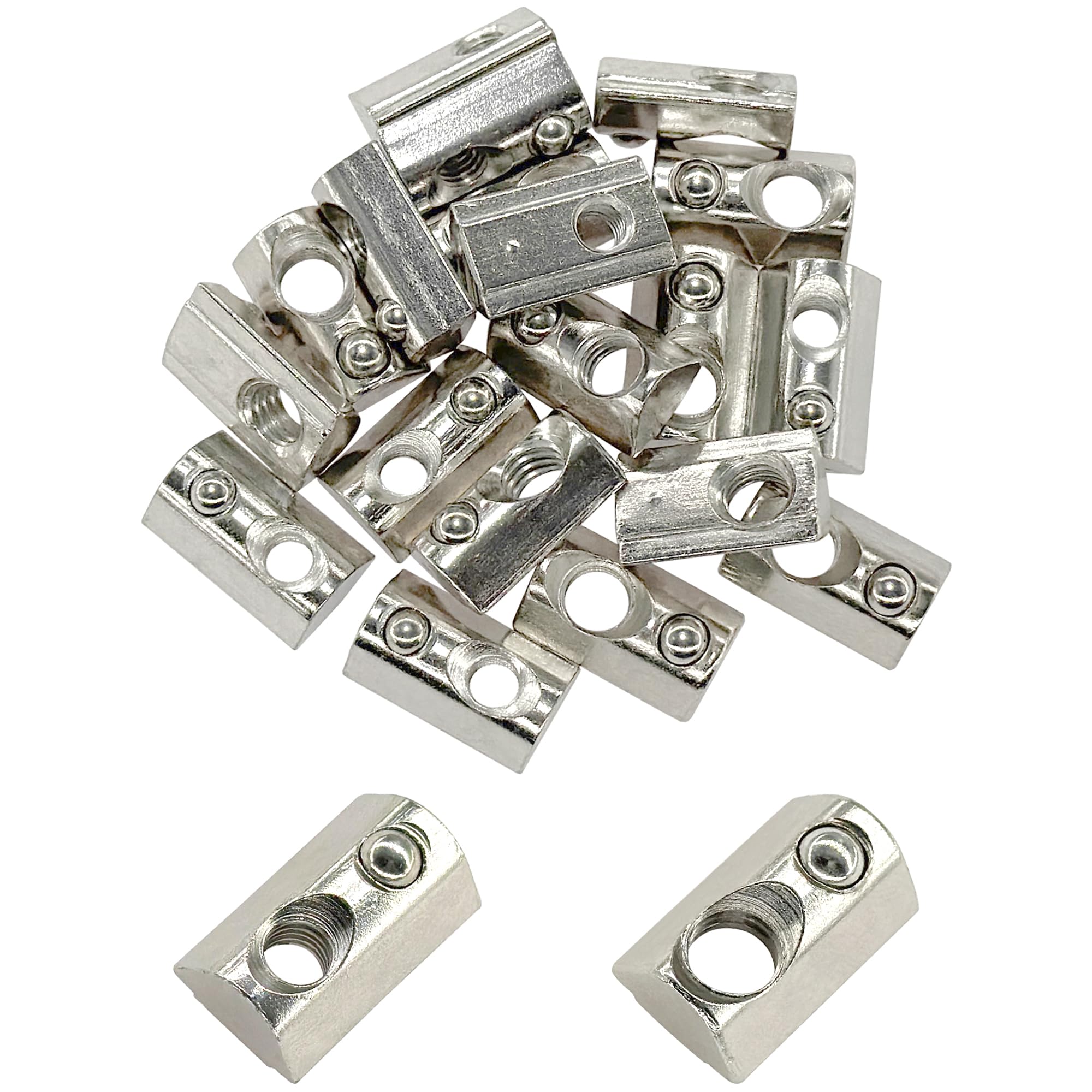 24 PCS Half Round T Slot Nuts with Roll-in Spring Ball for Disasembly of 4040 Series Aluminum Track