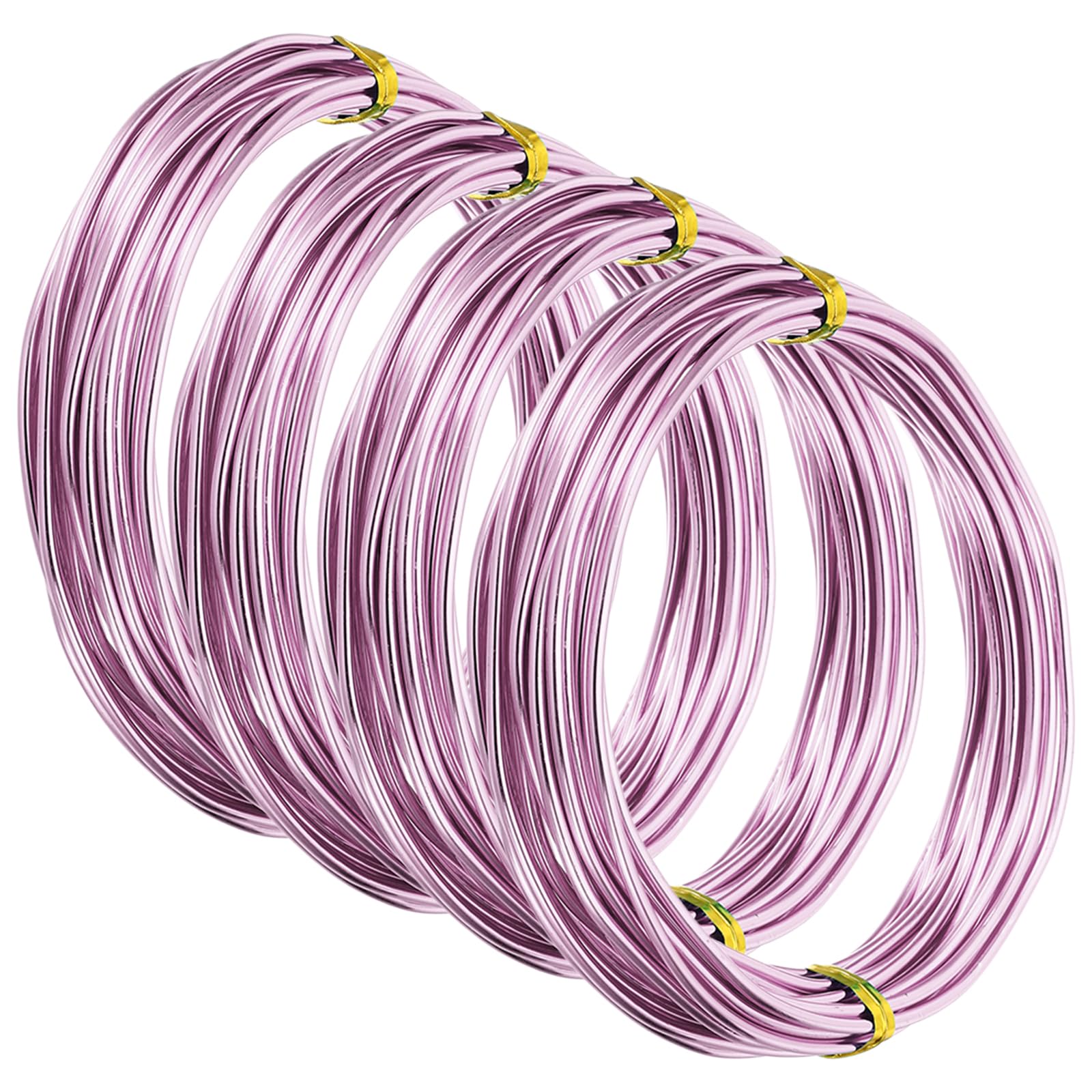 PATIKIL 16.4ft Aluminum Wire, 4pcs Jewelry Wire Bonsai Wire Metal Craft Wire 2mm 12 Gauge Wire for Crafts Bonsai Jewelry Making Beading Plants, Pink
