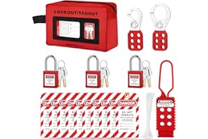BOZZYS Portable Lockout Tagout Kit - 17 Pack OSHA Compliant |Red Loto Locks to Prevent Accidental Startup | for Breaker Lock Out Tag Out Kits Electrical