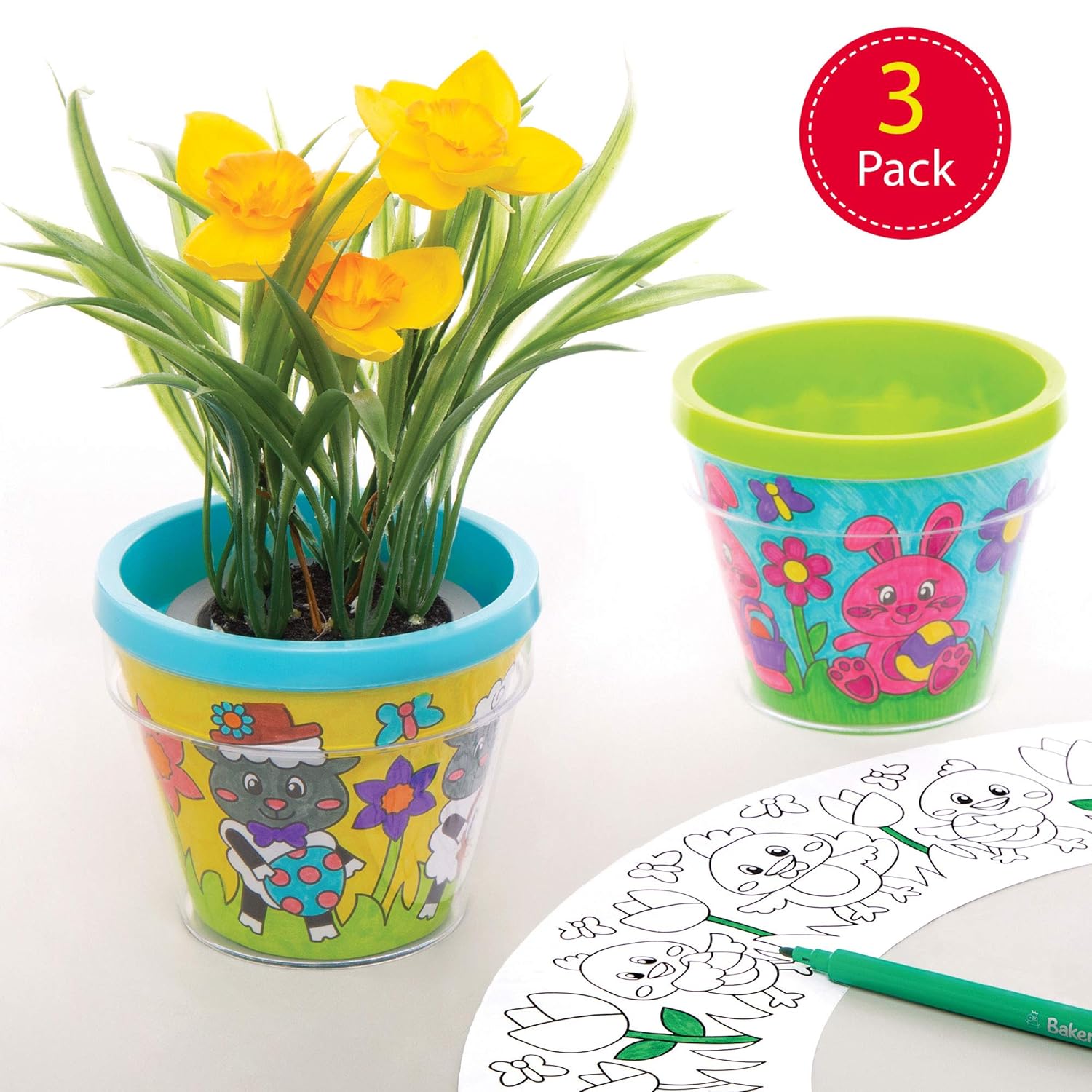 Baker Ross Easter Colourin Flower Pots — Ideal for Kids' Arts and
