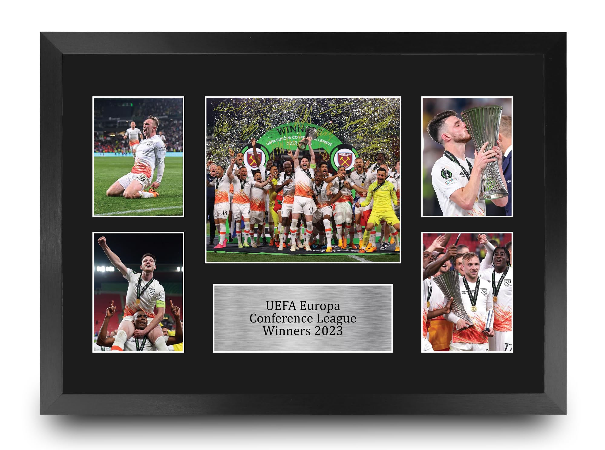 HWC Trading Hammers UEFA Conference League Winners 2022-2023 Printed Memorabilia Autograph Photograph Display for Football Fans ((A3 Framed) The Hammers UEFA Europa Conference League Winners 2023) — image 1