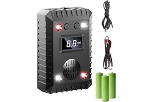HUKIMGEE Ultrasonic Rodent Repellent Under Hood, Strobe Lights&Alarm Sound Keep Mice Rat Squirrel Away from Car Engine Truck Garage Attic Basement Warehouse Barn Shed Vehicle Protection, with 3 Batteries