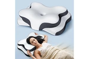 Osteo Sustained Cervical Health Neck Pillow, Contour Zoned Design Ergonomic Pillow for Pain Relief, No-Temperature Affected Memory Foam Pillows, Cooling Pillow Support Side, Back, Stomach Sleeper