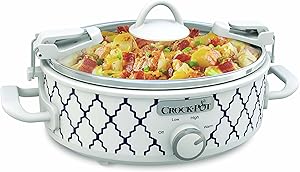 Crockpot 2.5-Quart Mini Casserole Crock Slow Cooker, White/Blue (Renewed)