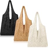 Zonon 3 Pcs Crochet Mesh Beach Tote Bag for Women Summer Hollow Woven Straw Bag Knitted Shoulder Handbags for Boho Aesthetic