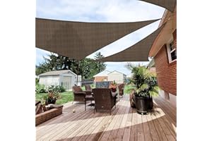 Patio Paradise 8' x 8' x 8' Sun Shade Sail Triangle Canopy Shade Cloth Fabric Sunlight Block Patio Pergola Cover HDPE Deck Awning for Outdoor Backyard Roof Shading, Brown