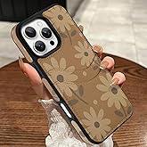 MOWIME Compatible with iPhone 16 Pro Max Wallet Case with Card Holder (2 Cards), Daisy Floral Shockproof Soft TPU Protective Cover Women Girls, Daisy Case for iPhone 16 Pro Max 6.9 Inch, Brown