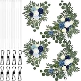 Hotop 4 Pcs Fall Wedding Arch Flower Artificial Faux Floral Swag, Blue | 10 Cable Ties, 8 Clips, Reusable, Fade Resistant, Welcome Sign, Backdrop, Ceremony Reception, Indoor Outdoor Party Decor