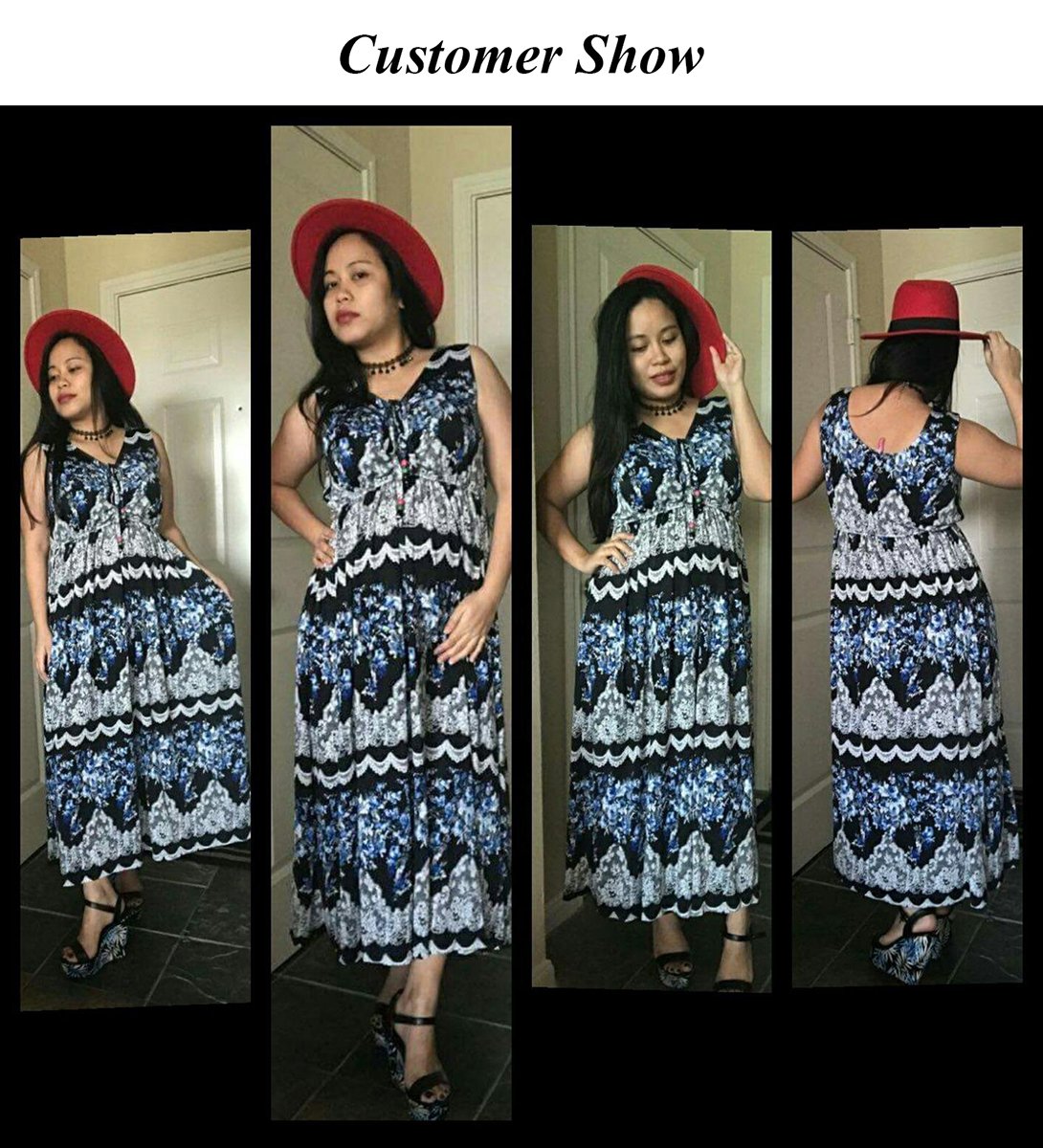 Dilanni Women Sexy V neck Halter Long Summer Maxi Casual Holiday Beach Sundresses (XX-Large,Color 2)