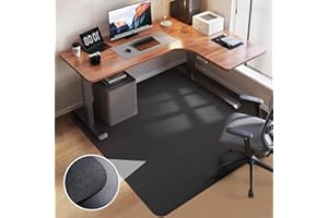 LEMOSTAAR Office Chair Mat for Hardwood Floor: 53"x45" Large Black Rolling Chair Mat for Hard Wood and Tile Floor, Anti-Slip Heavy Duty Floor Protector Mat Under Computer Desk, Easy Glide Chair Mats for Home