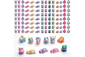 RESINGLOW 150Pcs 3D Printed Animal Figurines Set, 2cm Gradient Color Mini 3d Printed Animals Bulk(Owl,Frog,Rhino,Spider and Turtle)Eco-Friendly Tiny Animals for Classroom Rewards and Home Car Office Decor