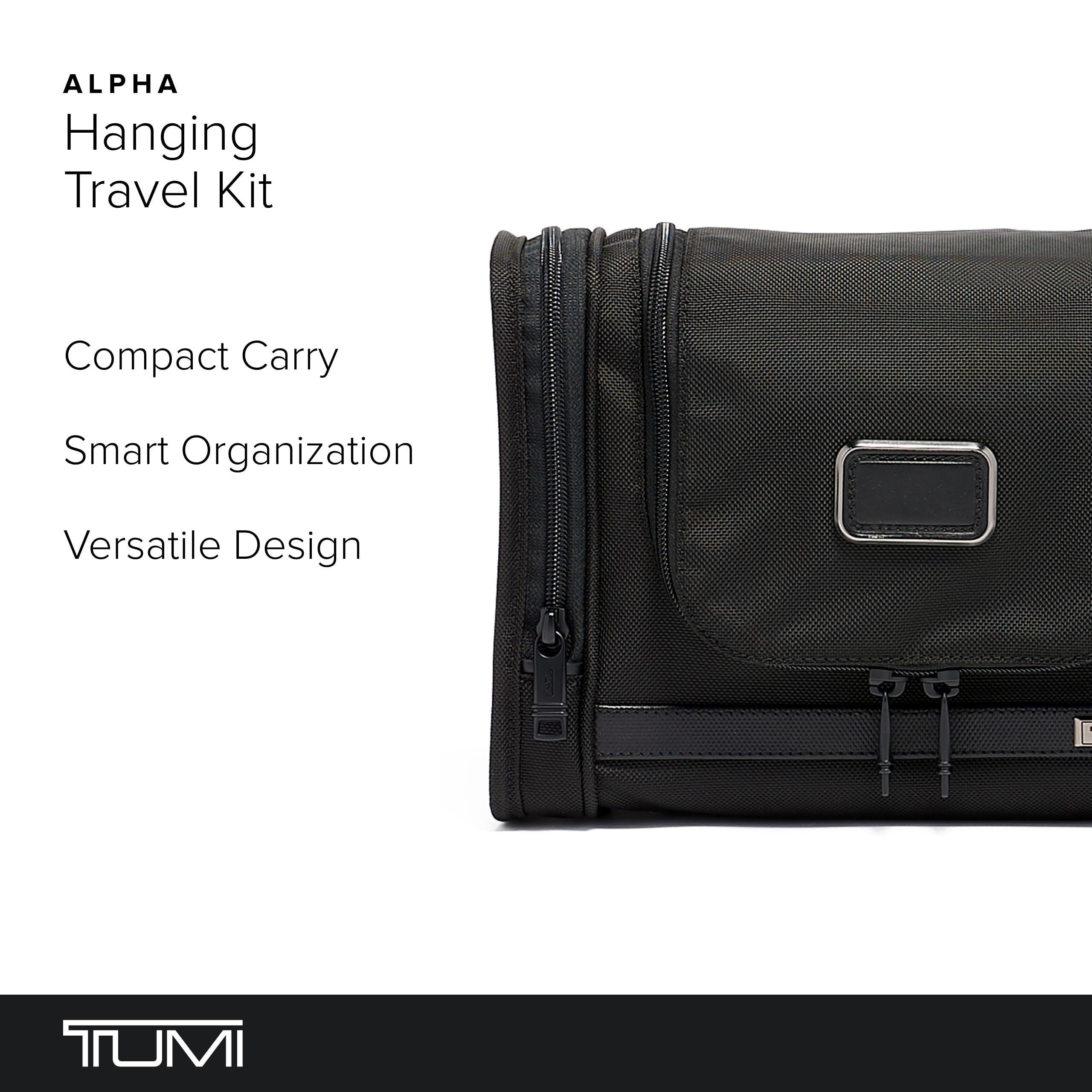 TUMI - Alpha Hanging Travel Kit - Toiletries and Cosmetics Organizer - Travel Essentials Bag with Hooks & Pockets - Black