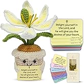 OASSIE Christian Gifts for Women - Positive Crochet Flower with 60 Bible Verses Prayer Cards - Religious Spiritual Galentines Birthday Encouragement Easter Gifts for Women Mom Friend Kids Sister Teens