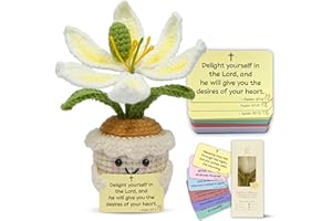 OASSIE Christmas Christian Gifts for Women - Positive Crochet Flower with 60 Bible Verses Prayer Cards - Religious Spiritual Inspirational Birthday Gifts for Women Mom Her Friend Daughter, Prayer Card