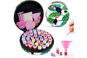 LitEnergy Diamond Art Storage Containers, 40 Slots Portable Diamond Art Organizer Shockproof with Diamond Art Accessories and Tools for Craft Jewelry Beads Rings Charms Glitter (Green)