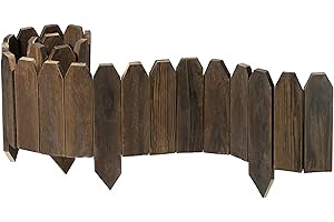 CIAMORE Wood Garden Edging, Wooden Fence Border Decorative Small Picket Panels for Flower Bed Barriers and Landscape Fencing (5.9" H x 47" L, 1 Pack)