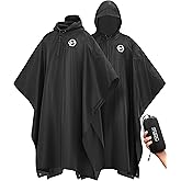 Foxelli Rain Poncho for Adults – Extra Long Reusable Waterproof Raincoat with Hood, Lightweight for Hiking, Camping, Outdoors