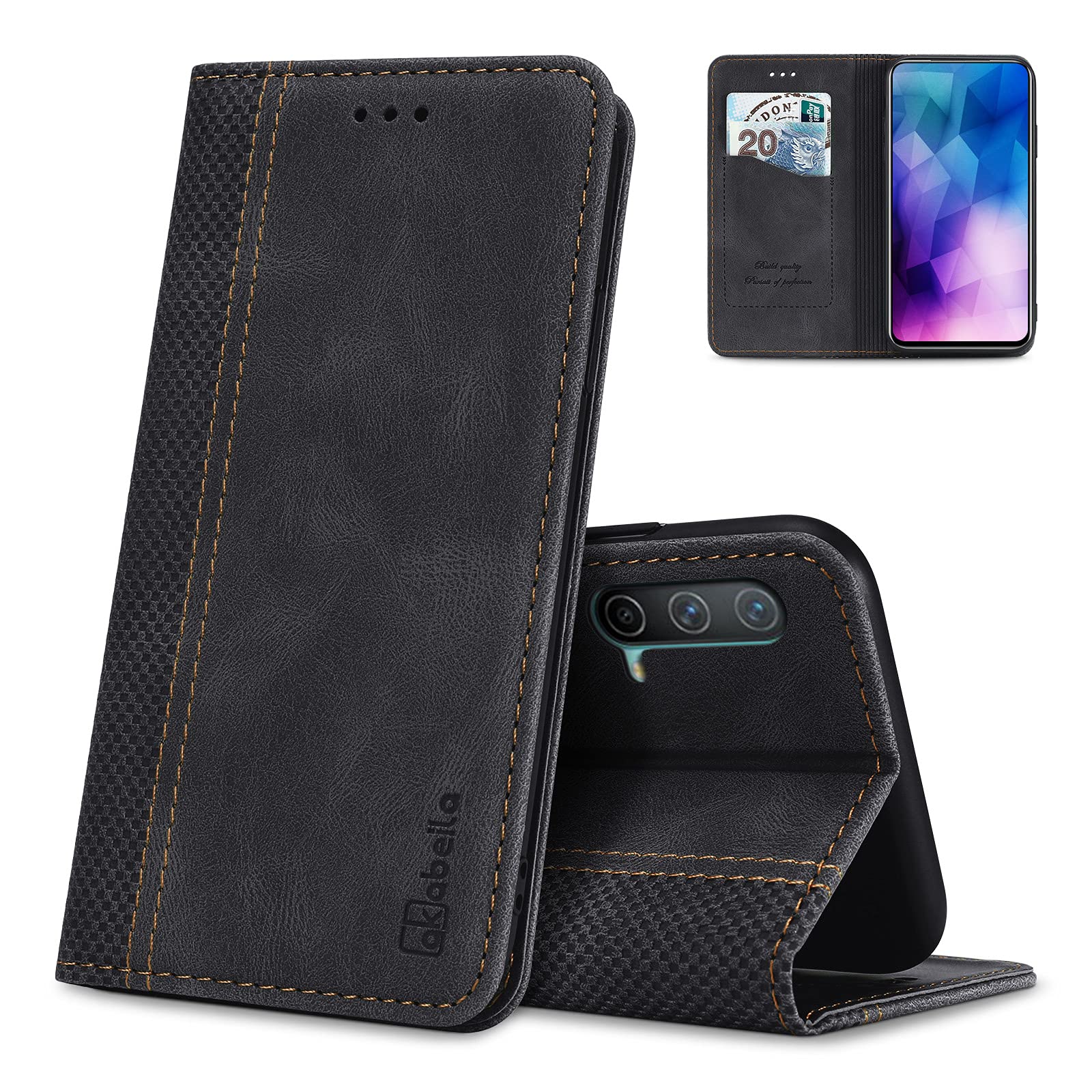 AKABEILA Case for OnePlus Nord CE 5G Premium Leather Flip Wallet Case with Magnetic Closure Kickstand Card Slots Folio Phone Case Cover Shockproof Black