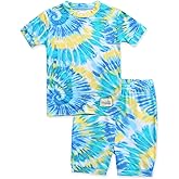 VAENAIT BABY Infant Toddler Kids Junior Soft Bamboo Pajamas Tie Dye Short Summer Pjs 2pcs Set 6M-12Y