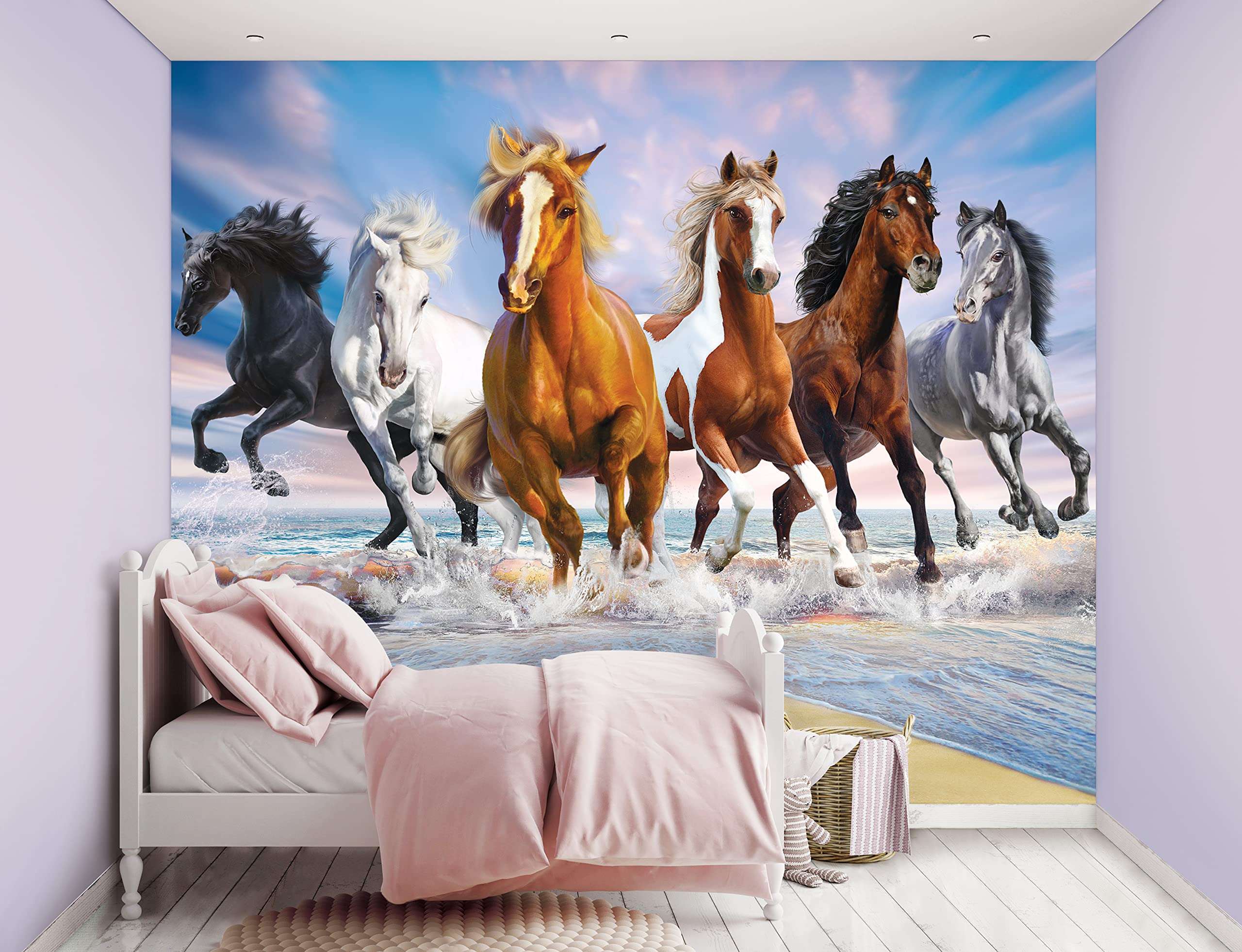 Walltastic Wild Horses 46634 Wallpaper Mural, FSC Paper, Multi, 8 feet High x 10 feet Wide, 1 Size