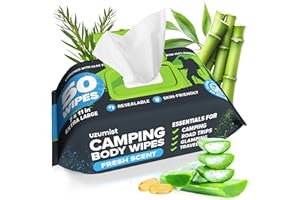Camping Essentials - Body Wipes for Camping Adults Bathing No Rinse - 50 XL Deodorant Bathing Shower Wipes For Men Women - Di