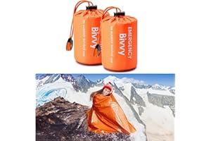 GEARHILL Emergency Sleeping Bags for Survival, with Whistle, Portable Bivy Sleeping Bag Waterproof Blanket for Camping Hiking and Other Outdoor Activities.