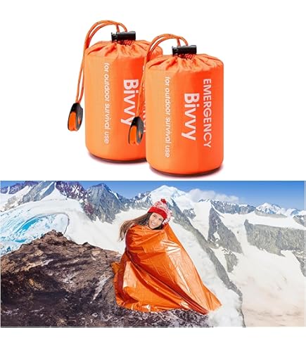 Ration De Survie Ahlsen 2PCS Couverture De Survie Reutilisable Sac De Couchage De Survie Couverture Camouflage