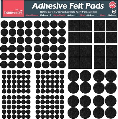 SOL 200pk Felt Pads for Furniture Feet Floor Protectors Chair Leg