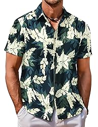 COOFANDY Mens Beach Shirt Aloha Short Sleeve