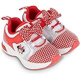 Disney Minnie Mouse Girls Sneakers - Slip On Elastic Lace Sneakers - Minnie Mouse Polka Dot and Bows - Everyday Shoes for Kids