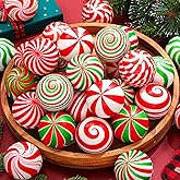 Hiboom 60 Pcs Christmas Stress Balls 2.5 Inch Foam PU Stress Balls Xmas Colorful Candy Cane Lollipop Peppermint Squeezes for Boys Girls Party Favors Stocking Stuffers Gifts (Peppermint Candy)