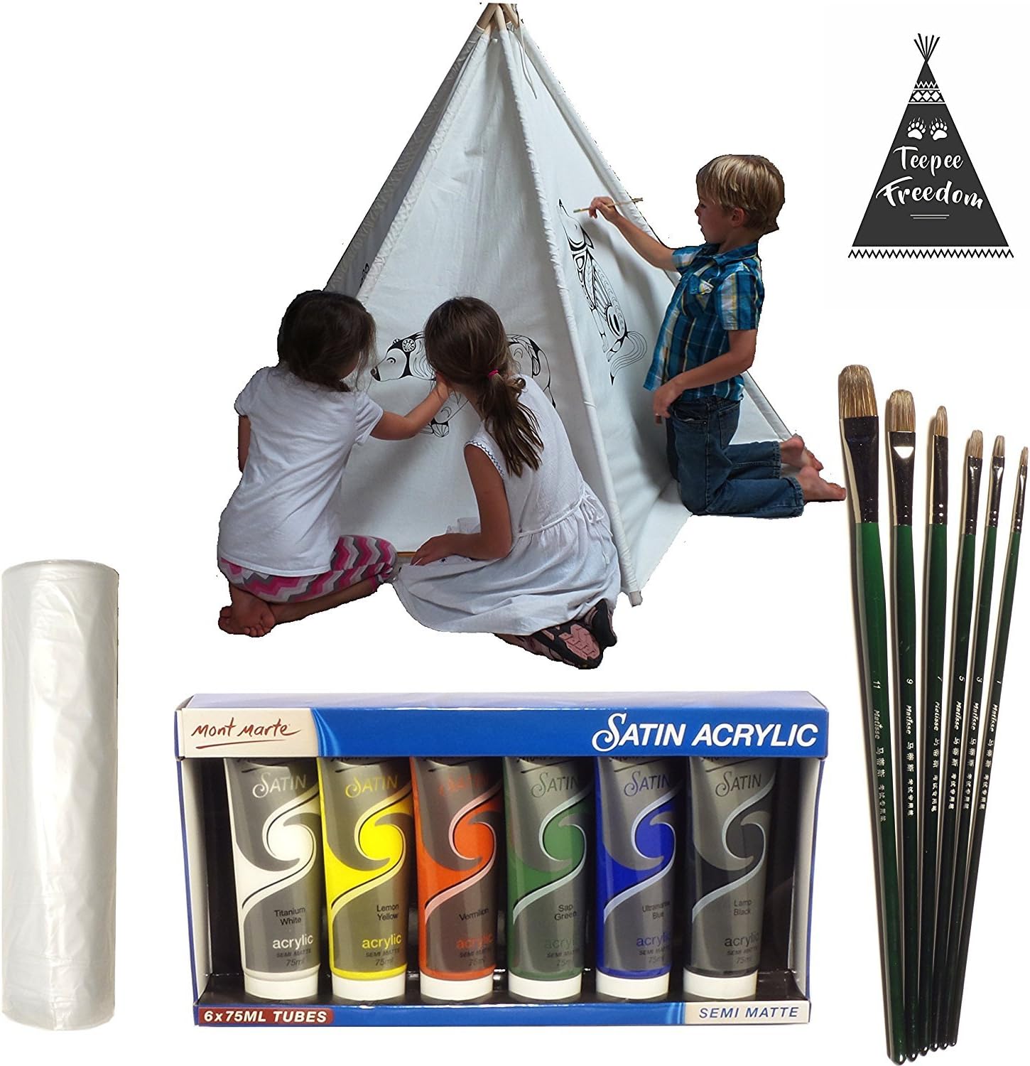 Canvas Teepee Kids Paint Party Acrylic Paint Set - Paint Your Own Teepee by Teepee Freedom