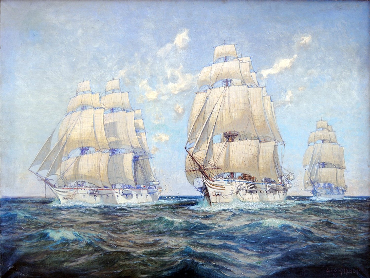 Seascape ship wave by A. Kircher Tile Mural Kitchen Wall Backsplash Ceramic 10x8