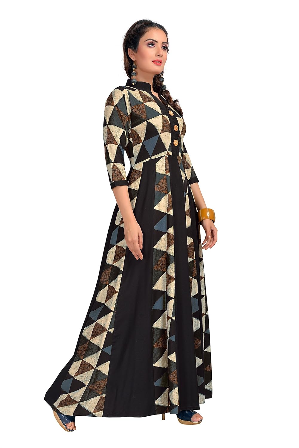 madhuram textiles women's printed maxi kurta