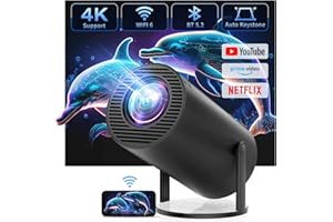 【Built-in Apps & Auto Keystone】CLOKOWE 4K Mini Projector with WiFi and Bluetooth - Full HD 1080P Supported, Portable 270° Rot