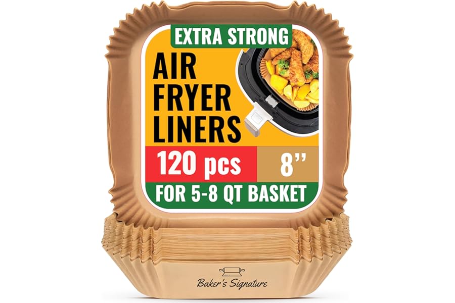 Air Fryer Paper Liners, 120Pcs Air Fryer Disposable Liners, Non-Stick and Oil Proof for Easy Cleanup, 8” Square for 5-8 qt Ba Book