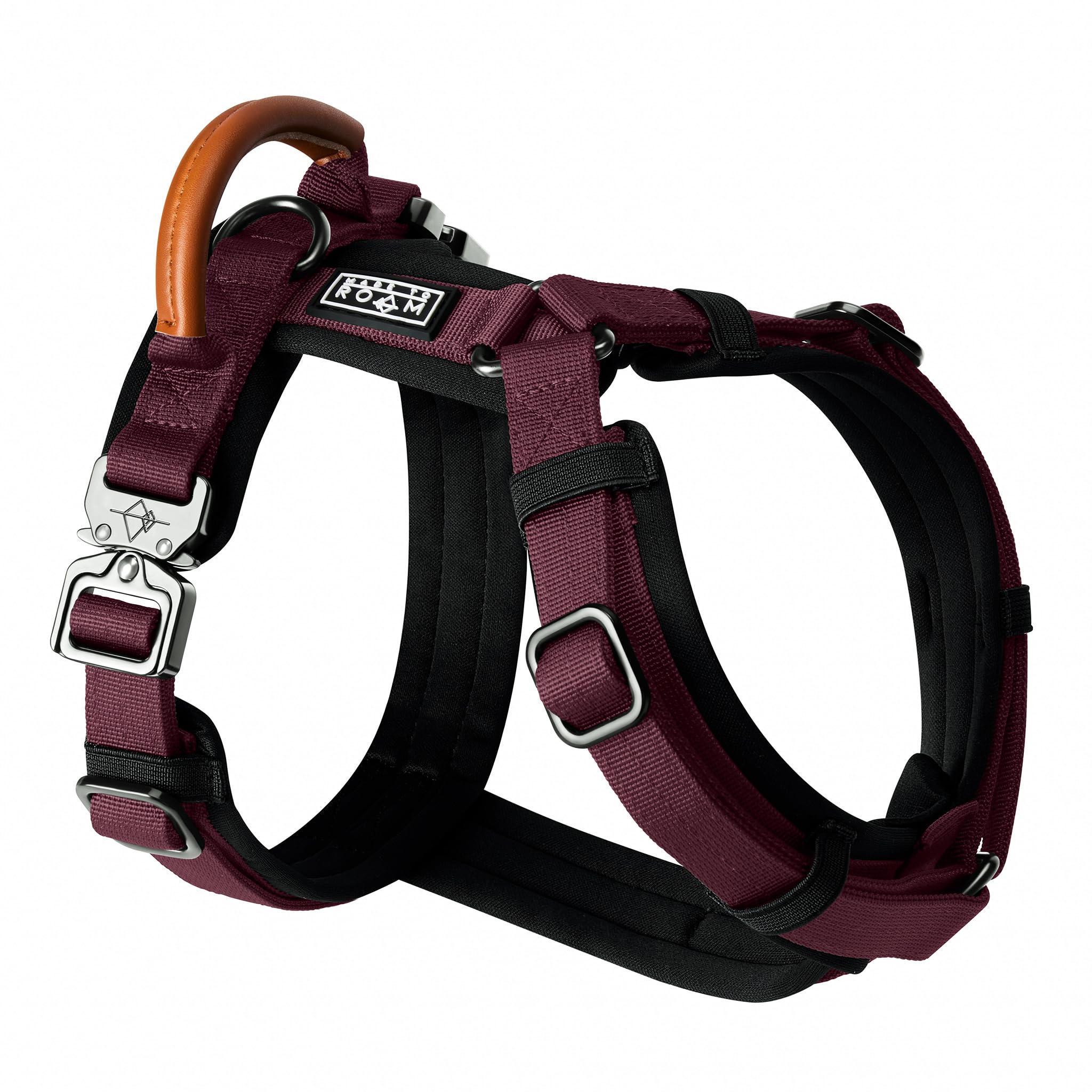 MADE TO ROAM Premium Explorer Harness - Y-Shaped Dog Harness with Adjustable Durable Nylon, Soft Padding, Metal Buckles and Leather Handle for Small, Medium, Large Dogs (Vermont Weekends, Size 1) Image