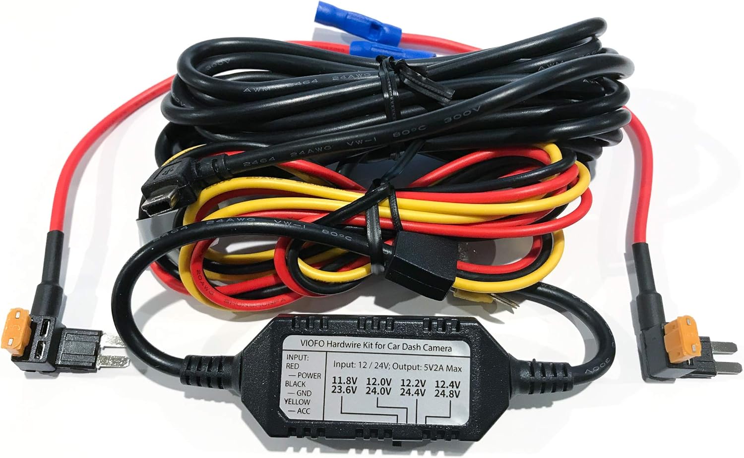 Viofo 3-Wire Hardwire Kit for The A119V3 and A129 Dash Camera with Micro2 Fuse Taps