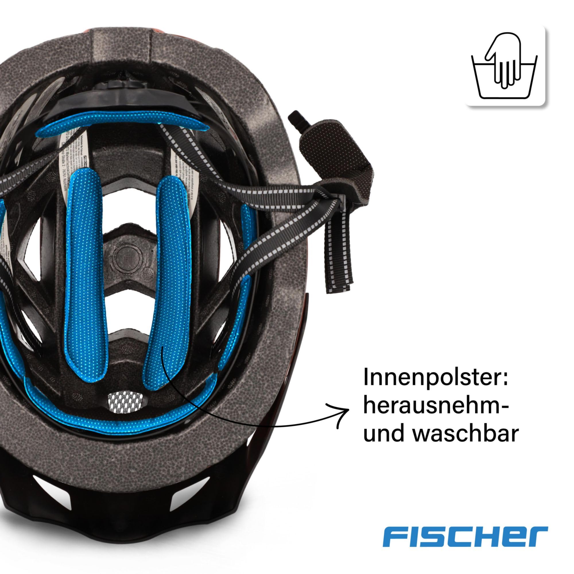 Fischer Erwachsene Fahrradhelm, Radhelm, Cityhelm Urban Plus Brooklyn, L/XL, 58-61cm, blau, mit integriertem LED-Rücklicht 7