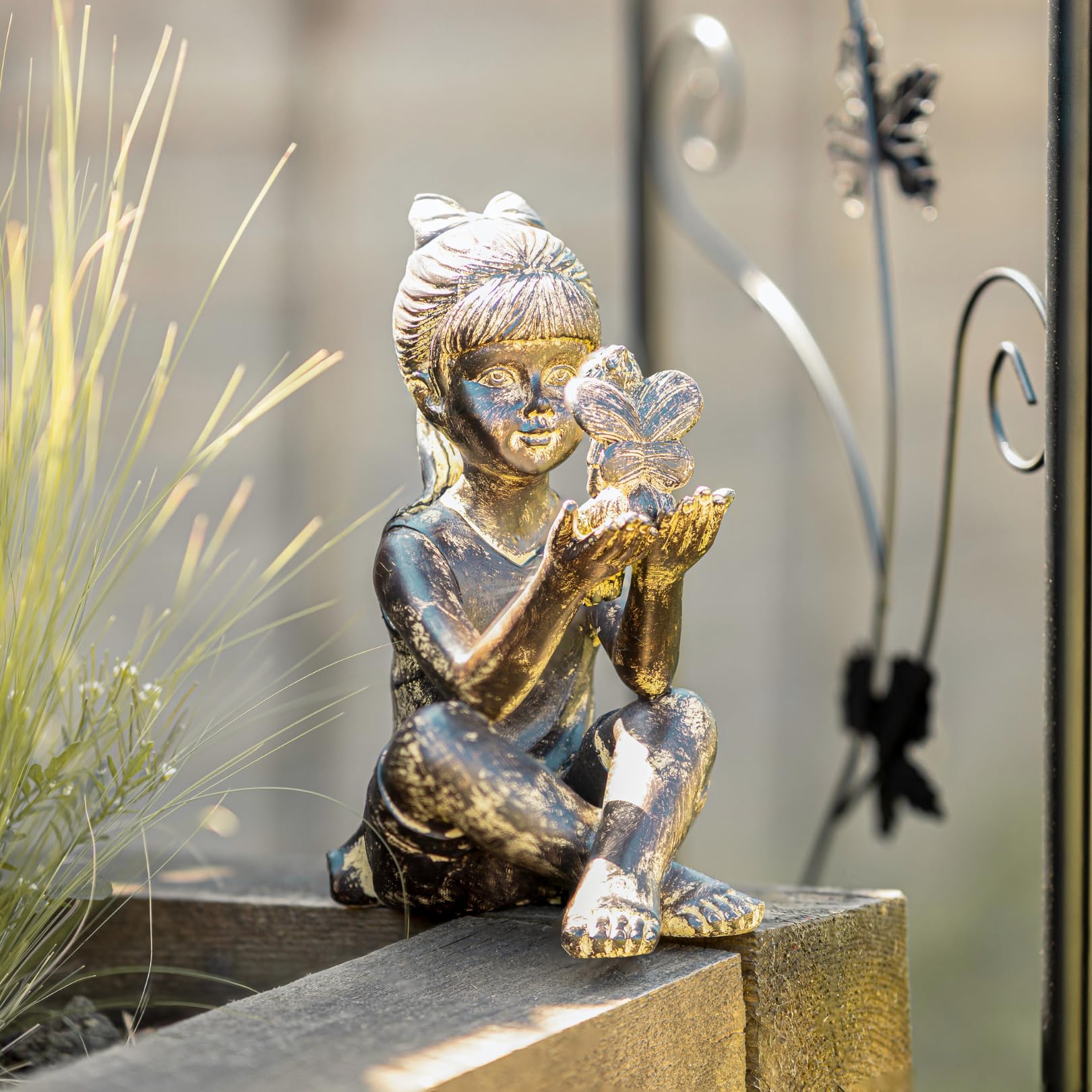 Garden Mile Sitting Girl And Fairy Garden Ornaments Outdoor Waterproof Fairy Sculptures & Statues For Indoors And Outdoors Garden Decorations For Flowerbeds Patio Lawn Fairygarden Yard Decoration