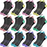 JAMEGIO Girl Socks - 12 Pairs Girls Ankle Athletic Running Low Cut Socks