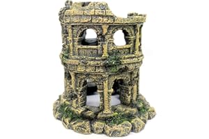M2cbridge Antique Roman Column Ruins European Castle Aquarium Decorations Fish Tank Hideout Rocks (Roman Column Round)
