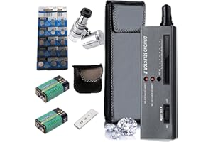 UVER Diamond Tester Pen, High Accuracy Jewelry Diamond Tester＋60X Mini LED Magnifying+ 20 Backup Batteries＋1 Backup9V BatteryProfessional Diamond Selector for Novice and Expert
