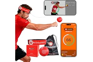 WiiMad Boxing Reflex Ball with Punch Counter App, Fun Punch Game with Headband, Hand Eye Coordination Training | Boxing Equipment, Fitness Gift Ideas for Teen Boys and Anyone into MMA Training