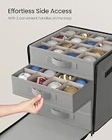 SONGMICS Christmas Decoration Storage Box with Lid 64 Slots 4 Drawers Dove Grey view 3
