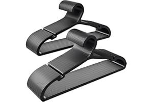 ABHENG 50 Pack Clothes Hangers, Non Slip Plastic Coat Hangers, Space Saving Hangers, Heavy Duty, Hanging Dry Wet Clothes,16.4" x 8.3", Black, UAPY0550B