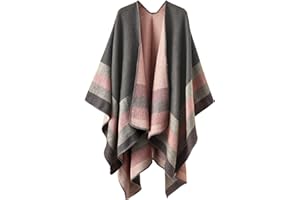 COLORNIVAL Shawl Wraps for Women, Elegant Knitted Cape Open Front Poncho Scarf Blanket Cardigan Coat for Spring, Autumn, and Winter