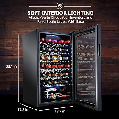 Buy Ivation 34 Bottle Compressor Wine Cooler Refrigerator With Wi Fi Smart App Control Cooling System Large Freestanding Wine Cellar Fridge For Red White Champagne Or Sparkling Black Glass Door Lock